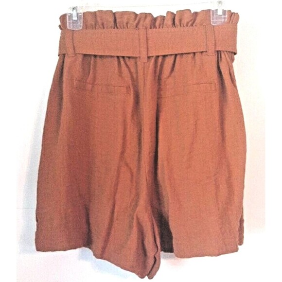 High Rise Paper Bag Waist Zip Tie Belt Blousy Shorts Medium Pockets a. new day - Picture 2 of 10
